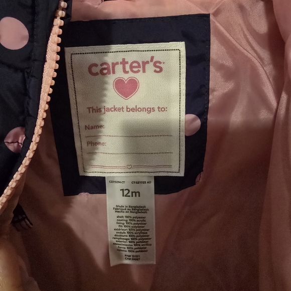 NWT Carter's Pink and Navy Puffer Jacket - Picture 4 of 5